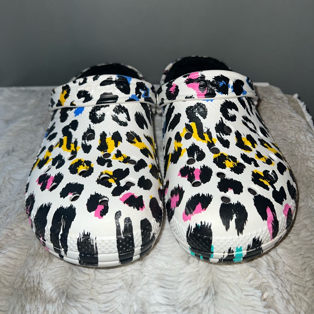 Animal print crocs